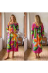 Hand Painted Rayon Off Shoulder Dress